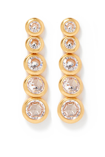 On The Dot Linear Earrings, Plated Metal & Cubic Zirconia